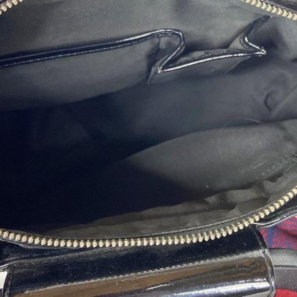 White House Black Market Straw Bag Wicker Black Patent Leather Handbag Tote - Picture 8 of 12